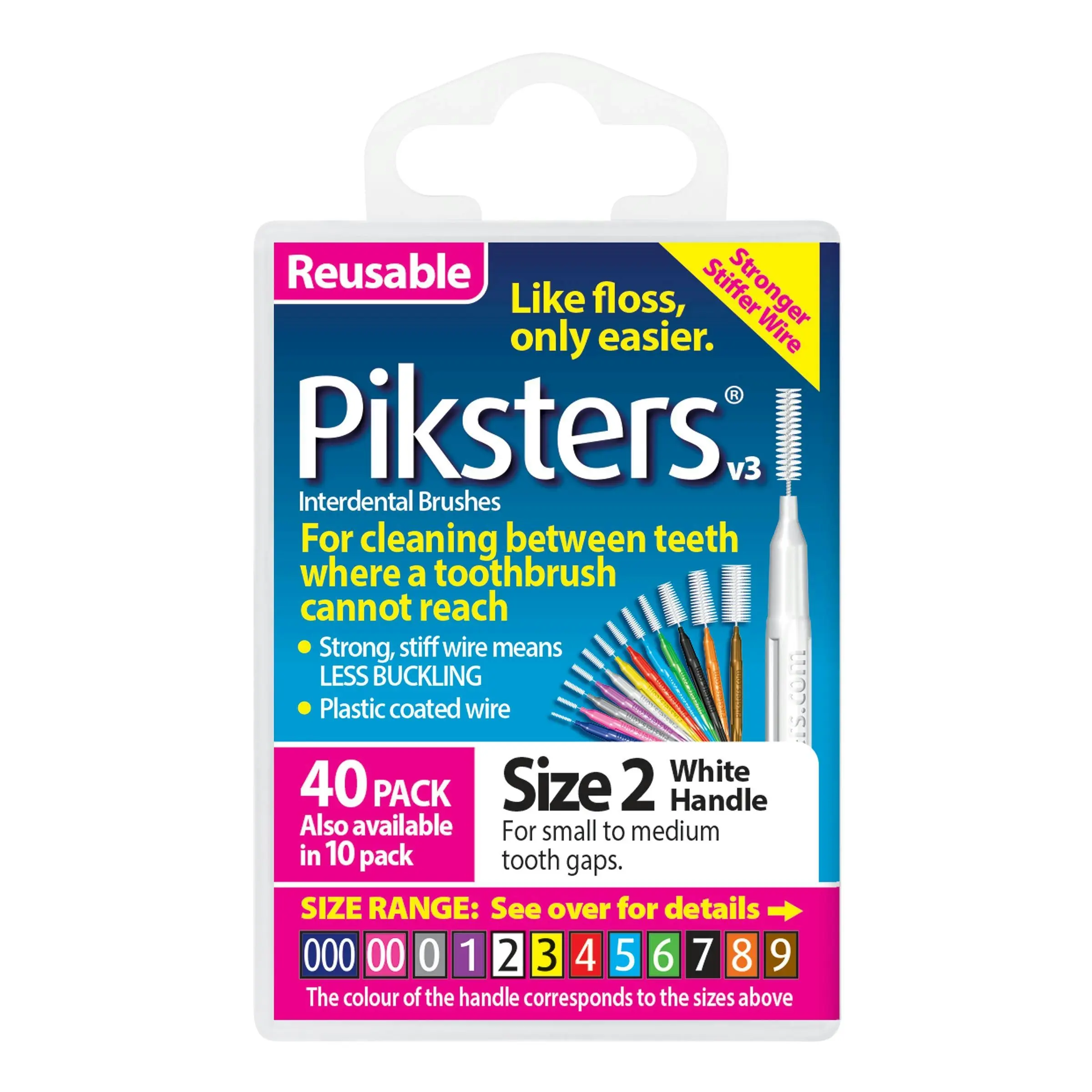 Piksters Interdental Brush Size 2 White 40 Pack - Health