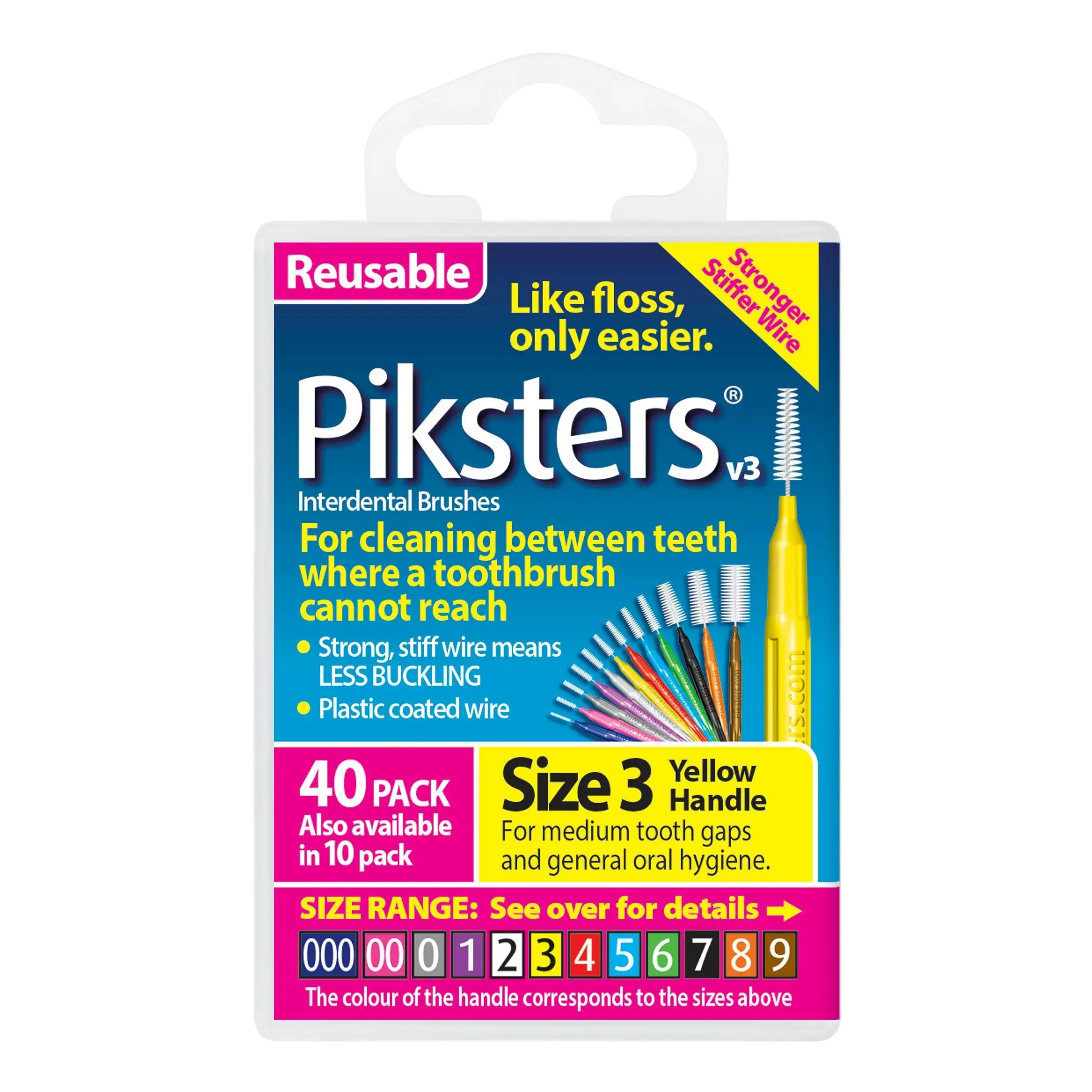 Piksters Interdental Brush Size 3 Yellow 40 Pack - Health