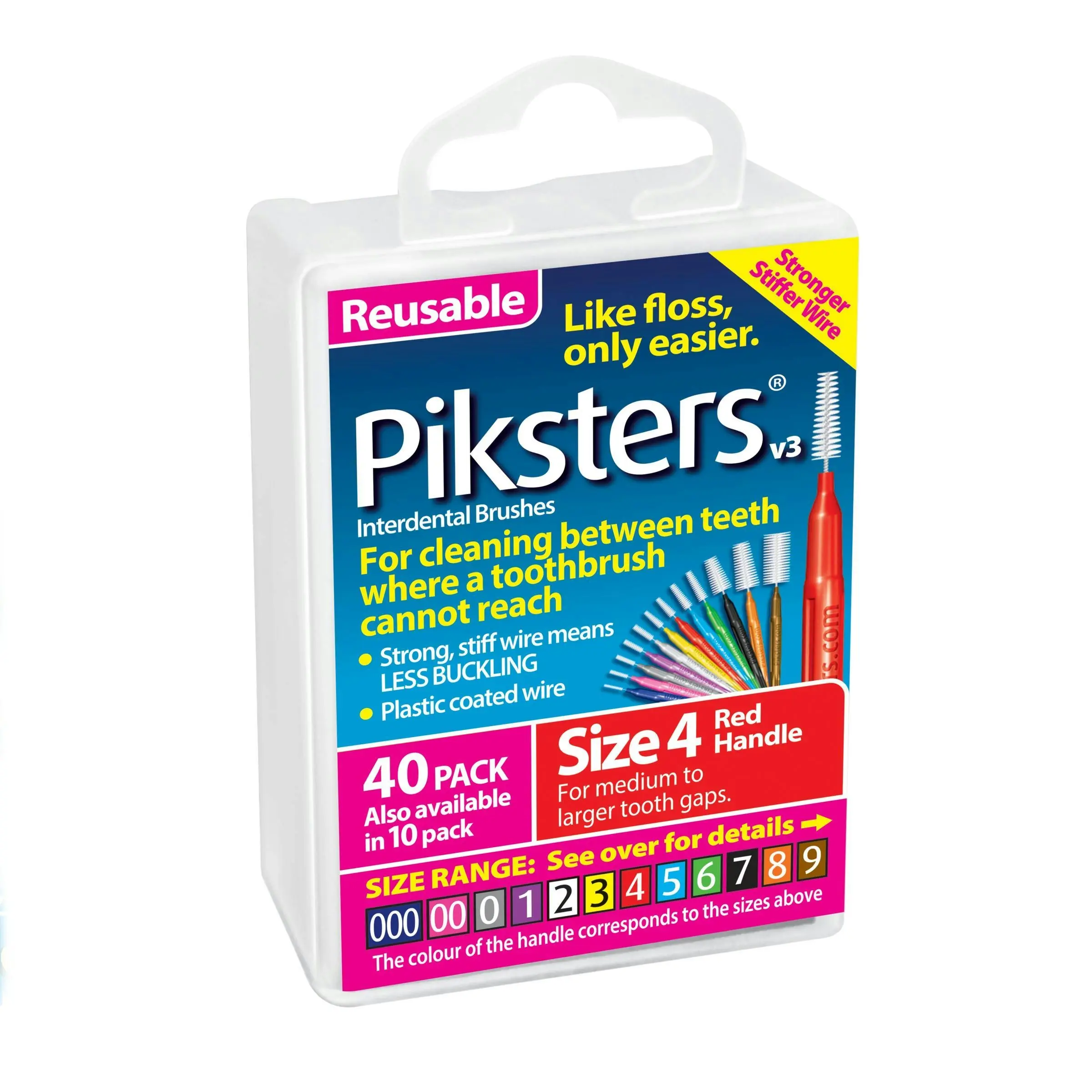Piksters Interdental Brush Size 4 Red 40 Pack - Health