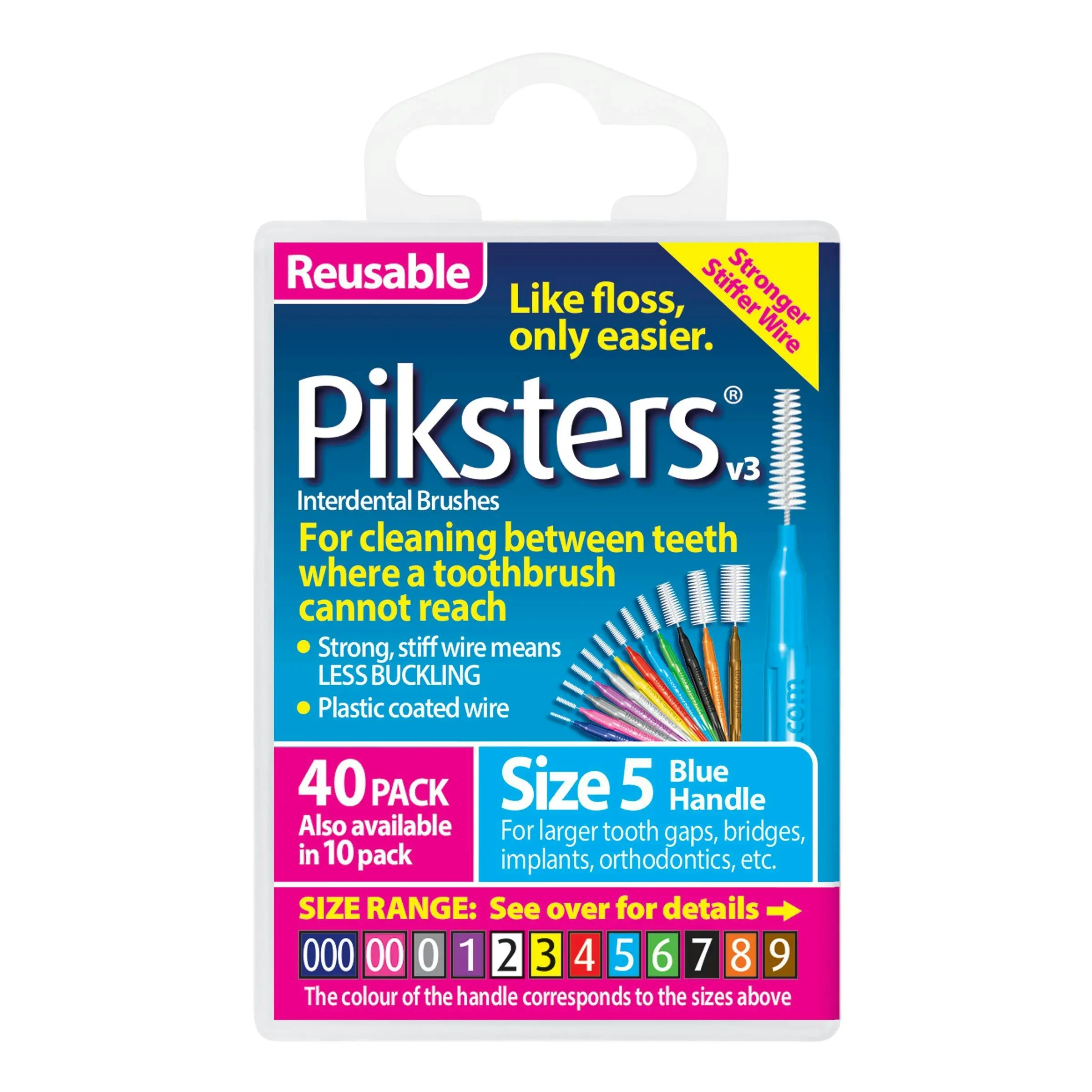 Piksters Interdental Brush Size 5 Blue 40 Pack - Health