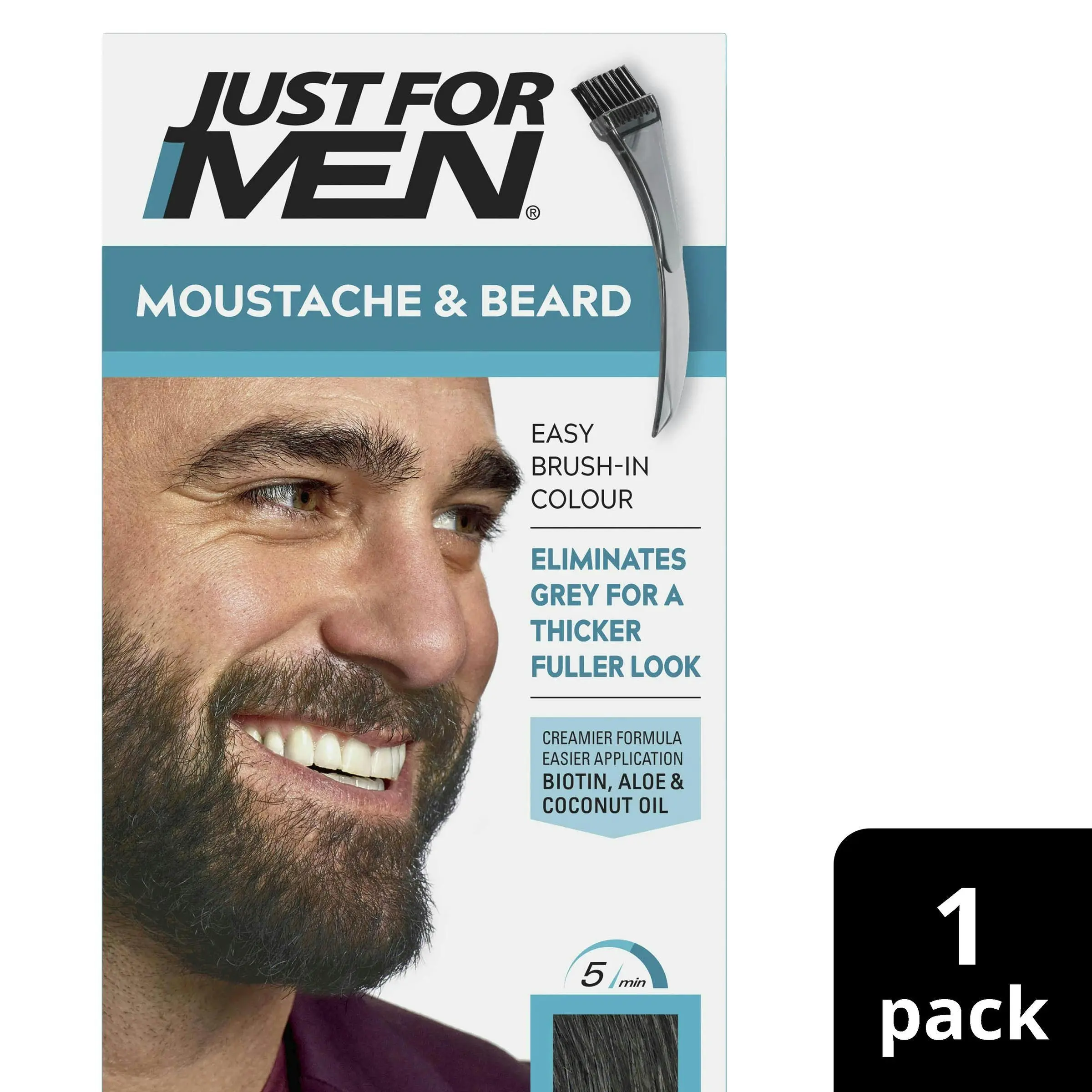Just For Men Moustache & Beard Brush-In Colour Gel M-45 Dark Brown