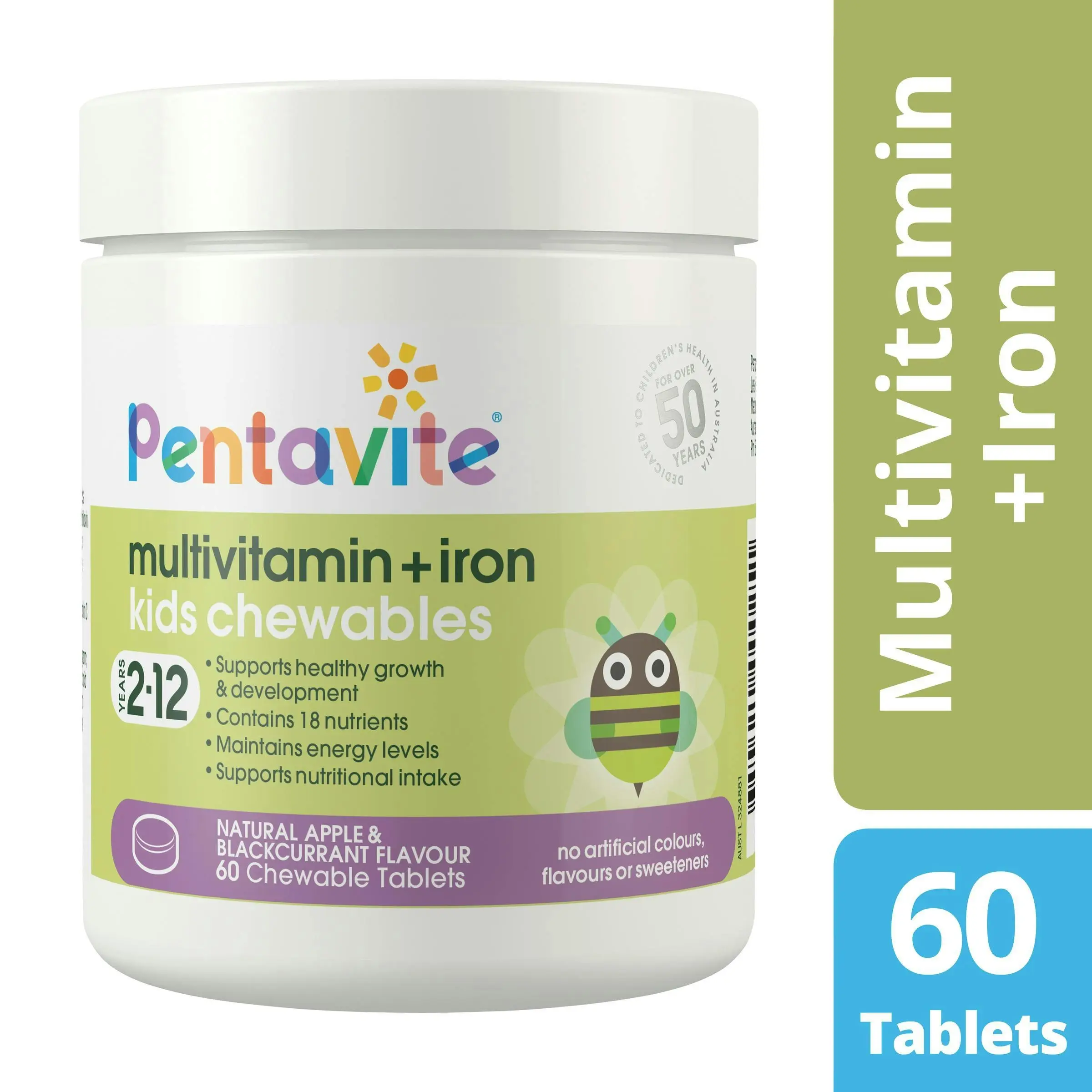 Pentavite Multivitamin + Iron Kids Chewables 60 Chewable Tablets - Baby
