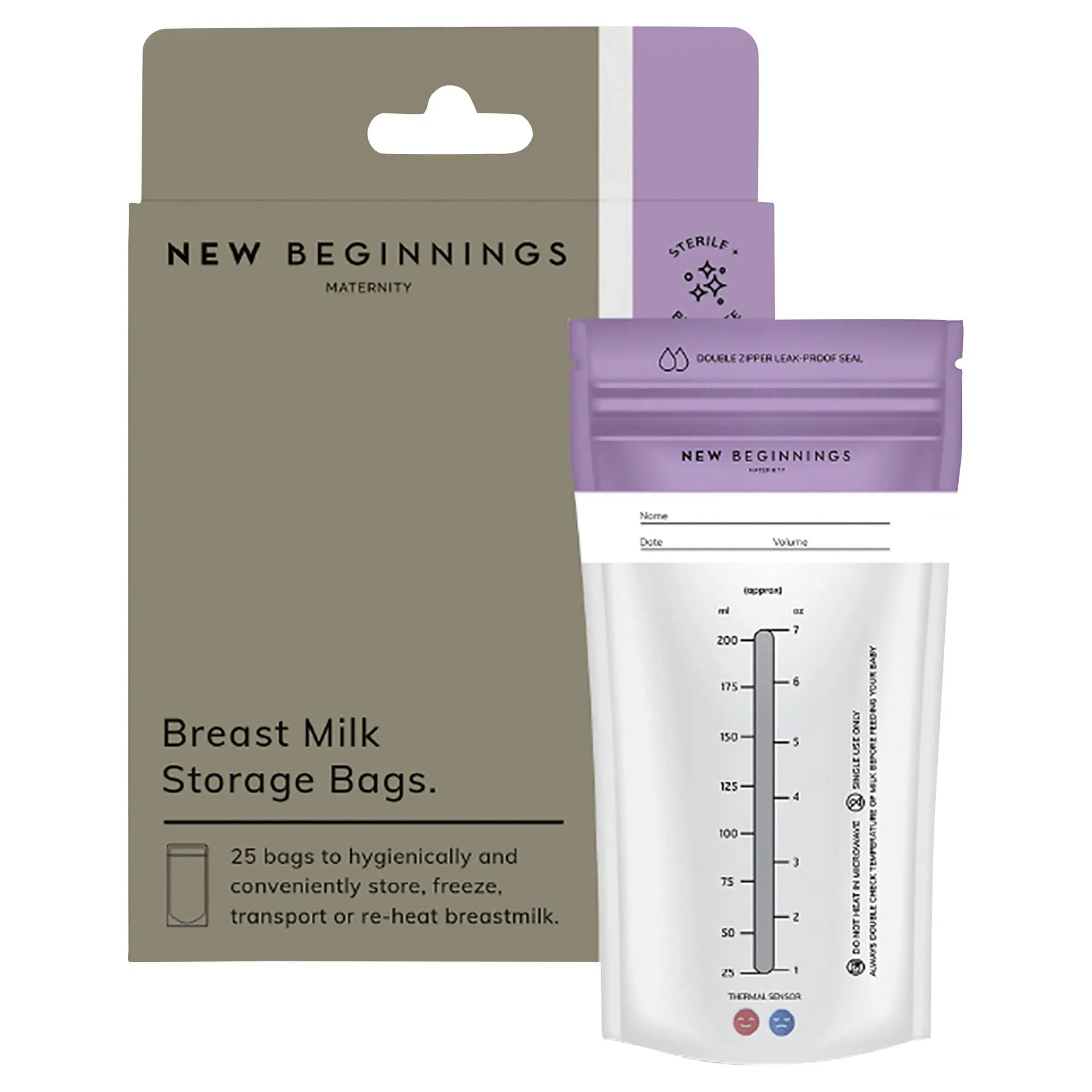 New Beginnings Breast Milk Storage Bags 25 Pack - Baby