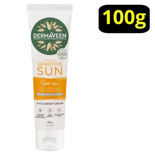 DermaVeen Spf 50+ Daily Nourish Sun Sensitive With Body Moisturiser 100g - Beauty
