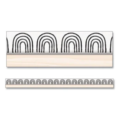 Carson-Dellosa 108502 Straight Borders, Rainbows, 3" X 3 Ft, Black/white/cream, 12/pack