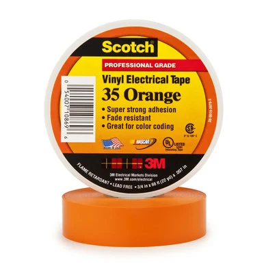 3m 10869 Scotch 35 Vinyl Electrical Color Coding Tape, 3/4" X 66ft, Orange
