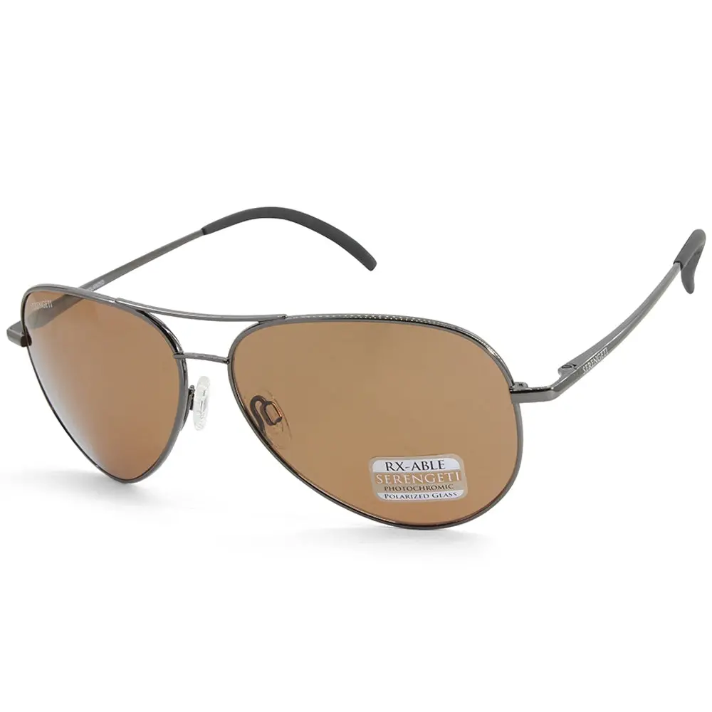 Serengeti Carrara Shiny Gunmetal/Brown Mineral Polarised Unisex Sunglasses - Fashion