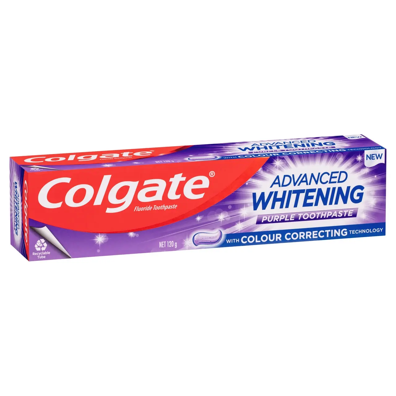Colgate Advanced Whitening Purple Toothpaste, 120g, Colour Correcting Technology, Stain Protection - Health