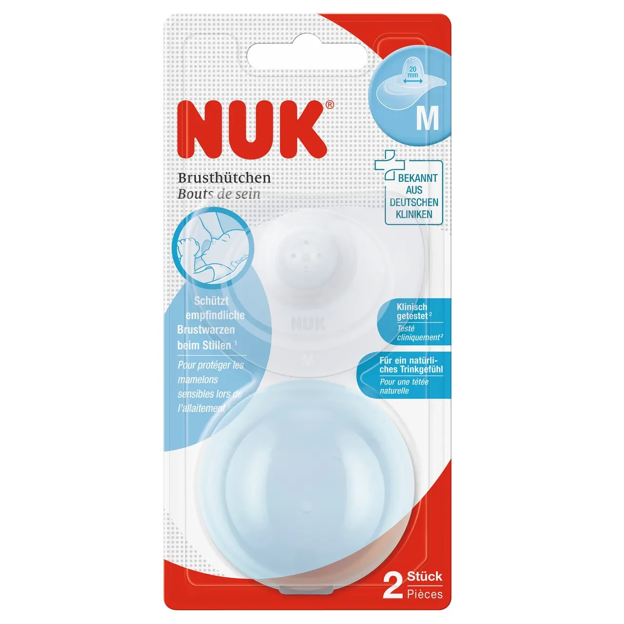 NUK Silicone Nipple Shields, Medium 20mm Nipple Width, 2 Pack - Baby