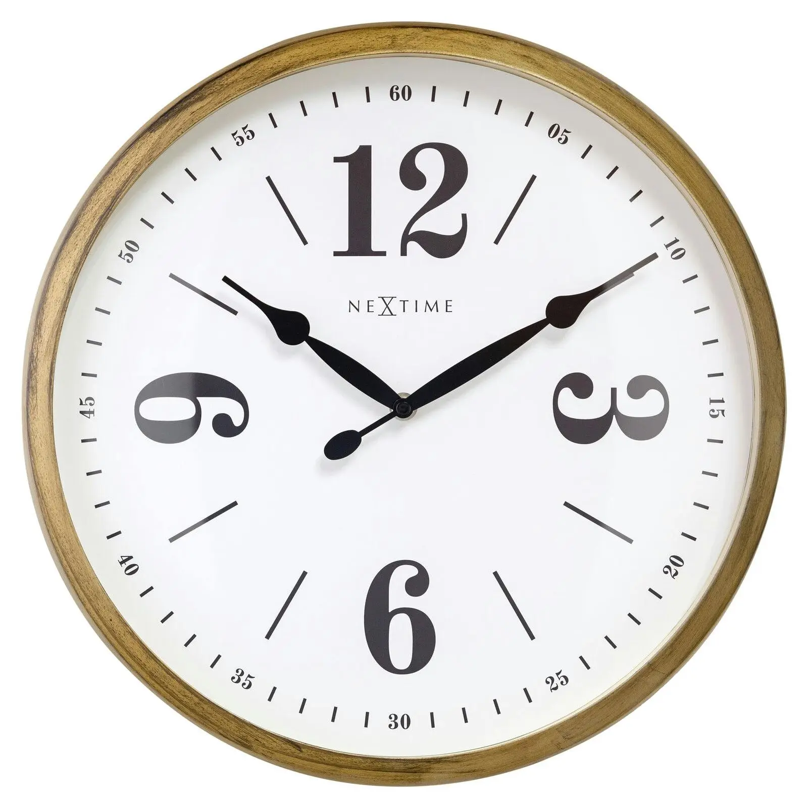 NeXtime 39cm Classic Silent Analogue Battery Operated Metal Wall Clock Gold - Home & Garden