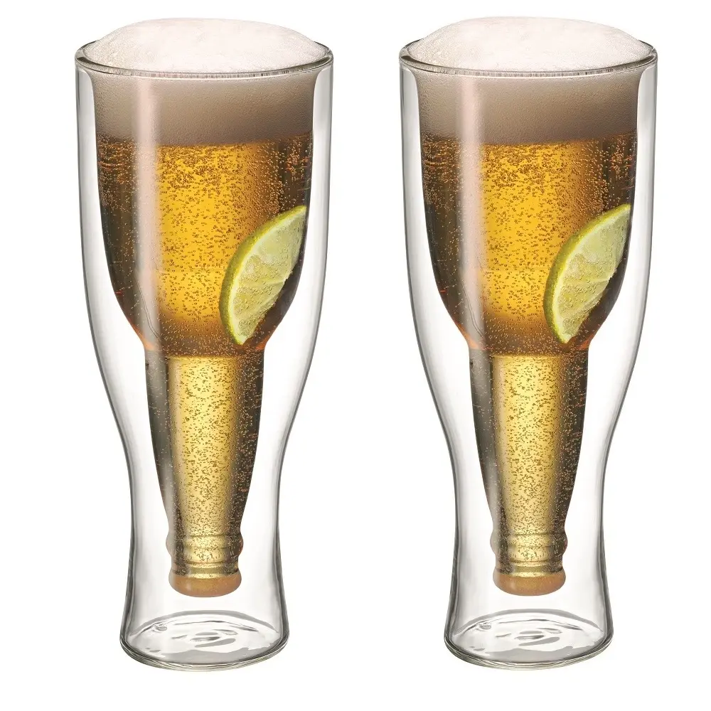 AVANTI TOP UP TWIN WALL BEER GLASS 400ml SET OF 2 - Best Gifts Under $50