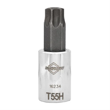 Mayhew 16234 Mayhew T55h Tamper Torx® Short Insert Socket Bit, 3/8-inch Drive