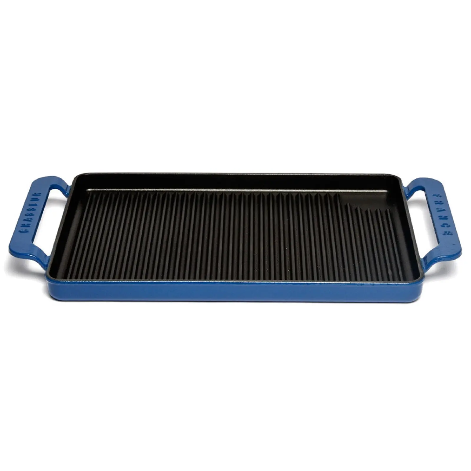 CHASSEUR SKY BLUE 42 x 24cm CAST IRON RECTANGULAR GRILL TRAY - Home & Garden