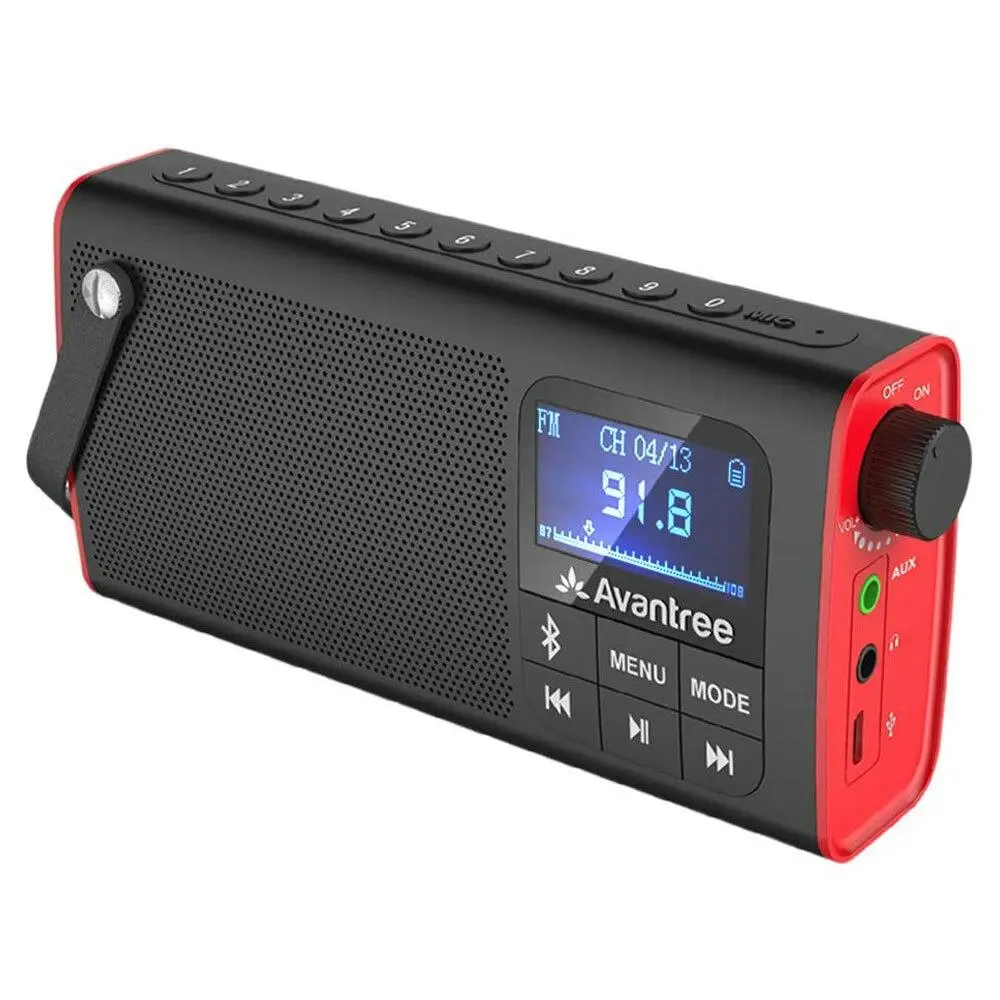 Avantree SP850 13cm Portable Rechargeable FM Radio w/Wireless Bluetooth Speaker - Electronics