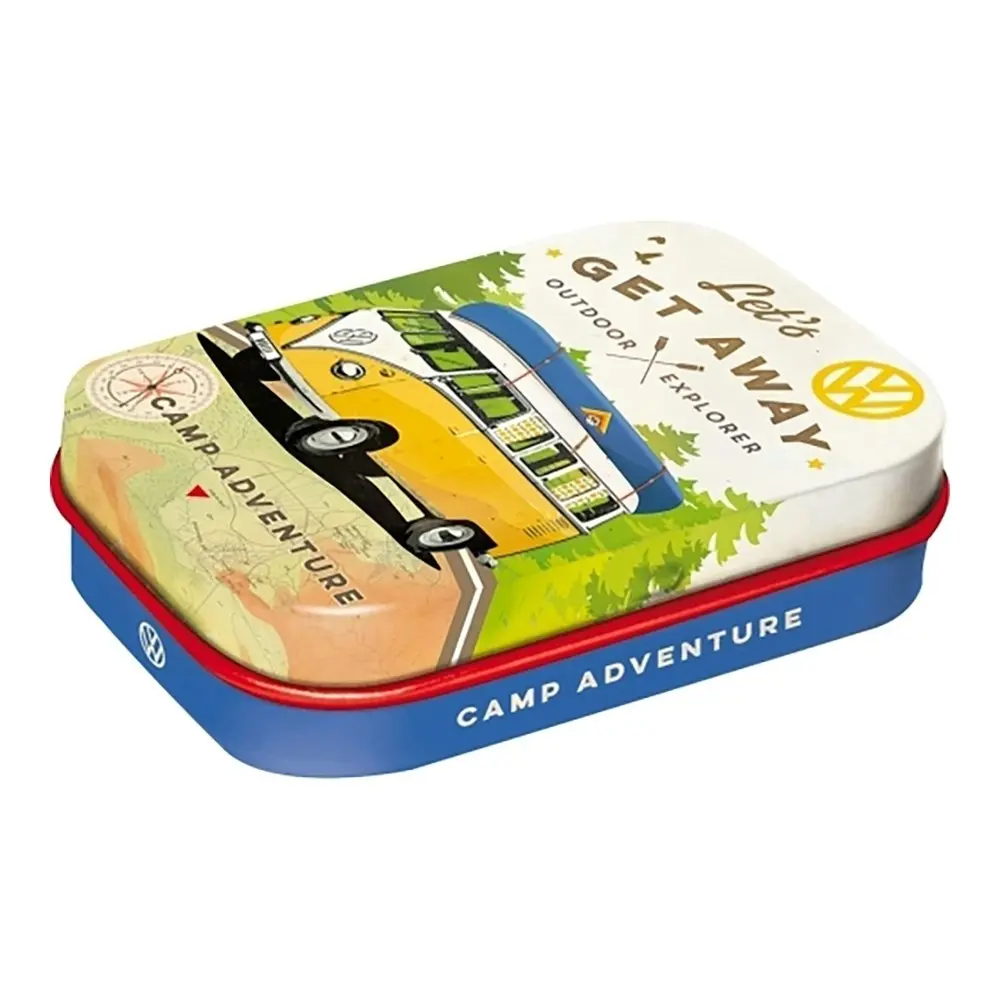 Nostalgic Art 6cm Metal Tin Mint Box VW Let's Get Away Fresh Breath Hard Candy - Groceries