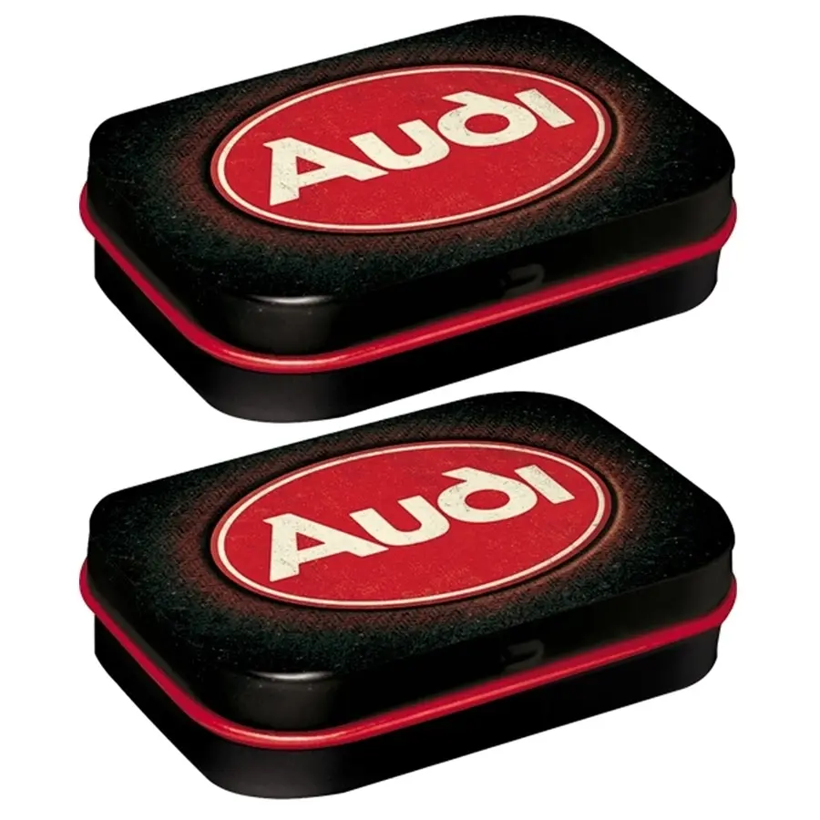 2x Nostalgic Art 6cm Metal Tin Mint Box Audi Red Shine Fresh Breath Candy Mints - Groceries