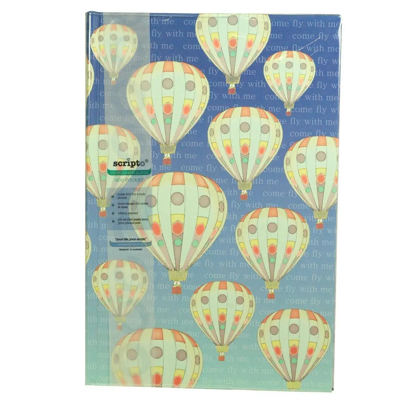 Scripto 300 Pocket 4x6'' Family Photo Album Hard Cover Book Balloon Themed - Photography