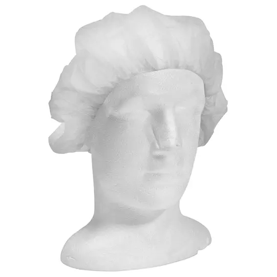 Livingstone Disposable White Nonwoven Latex Free Bouffant Hairnet Cap 21 inches 16gsm 100 Box - Commercial