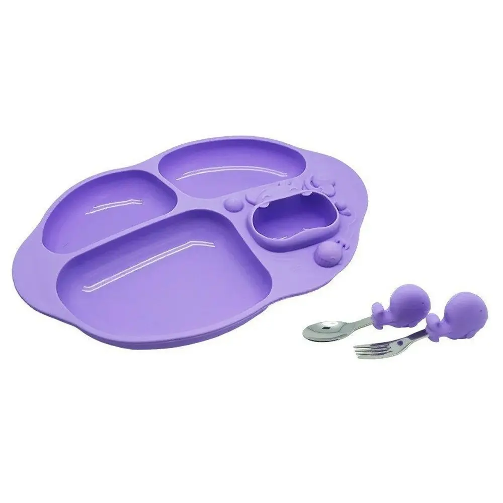 Marcus & Marcus Toddler Yummy Dining Plate/Spoon/Fork Set BPA Free 18m+ Lilac - Baby
