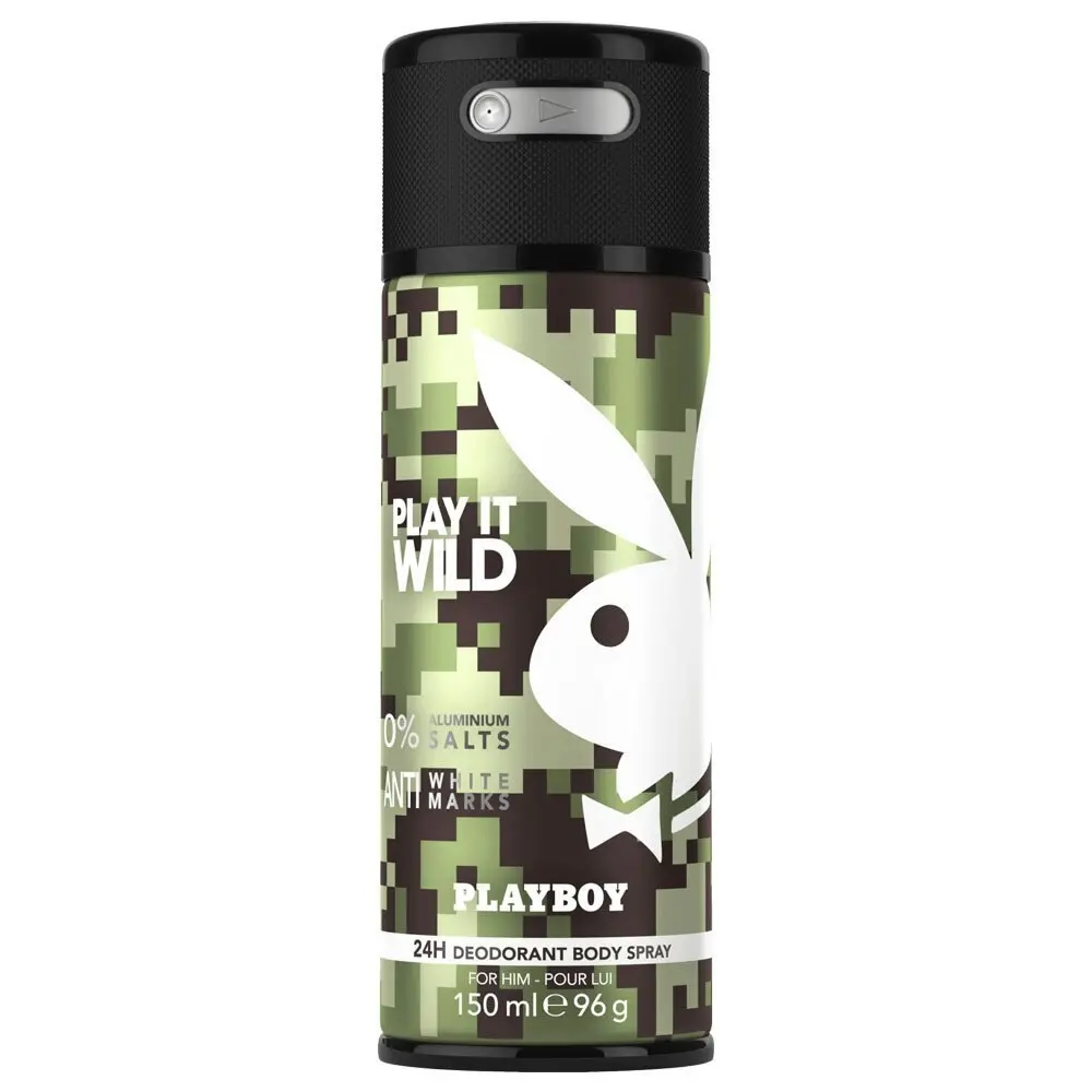 Playboy Play It Wild 150ml Deodarant Spray 24h Body Odor Control for Men/Him - Health