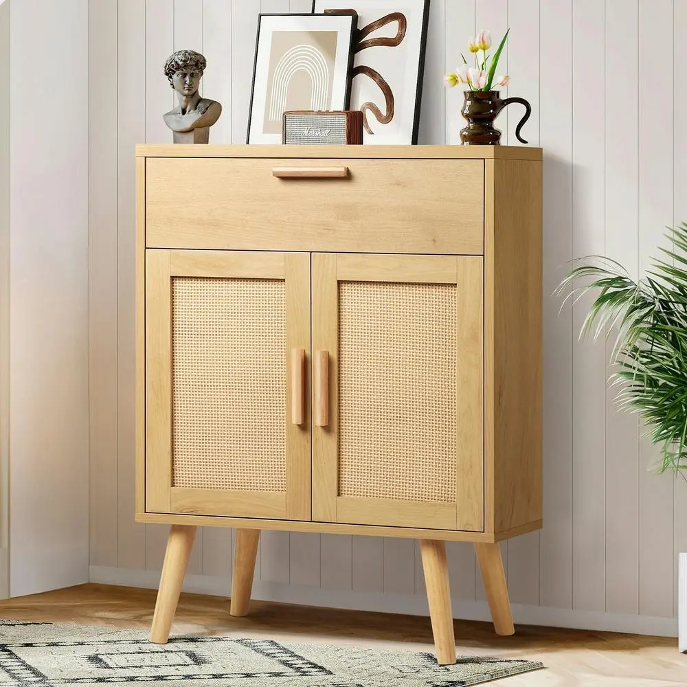 Alfordson Sideboard Rattan Chest of Drawers Oak - Furniture