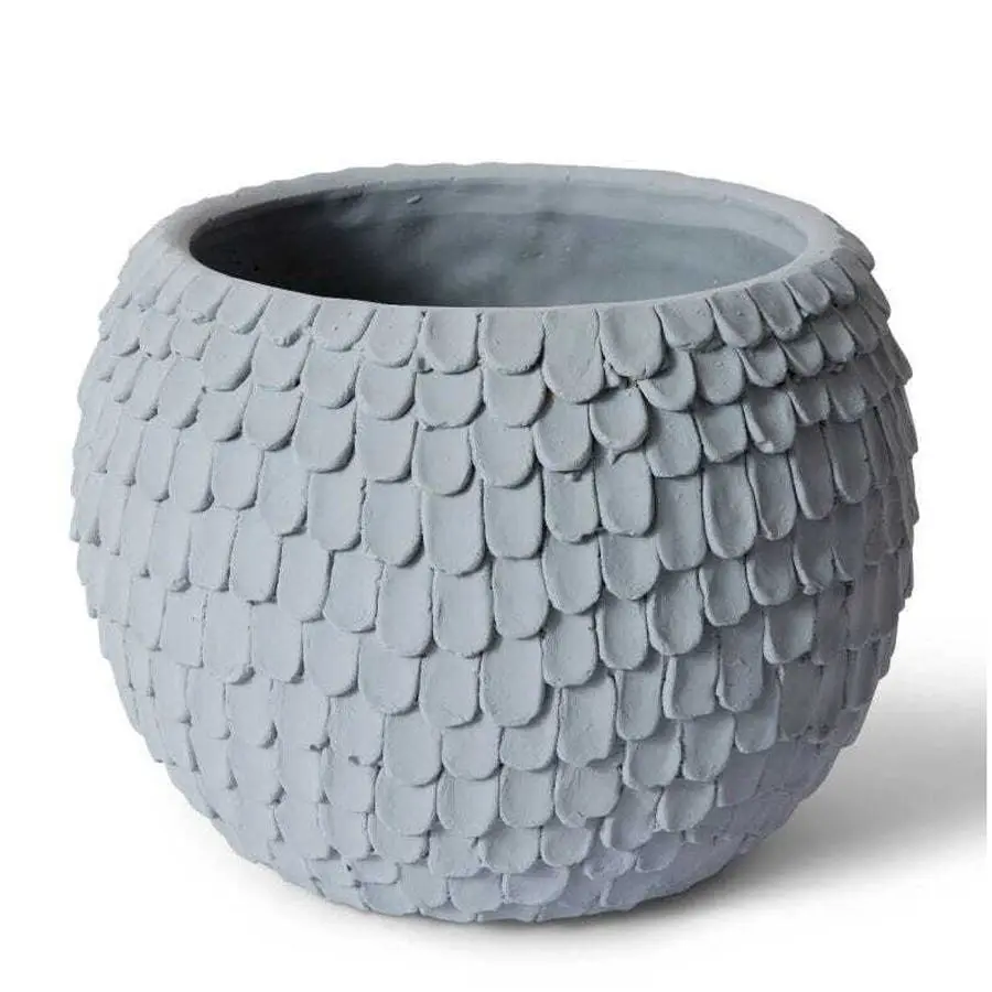 E Style Eason 32cm Cement Plant Pot Round Home/Garden Decor Planter Grey - Home & Garden