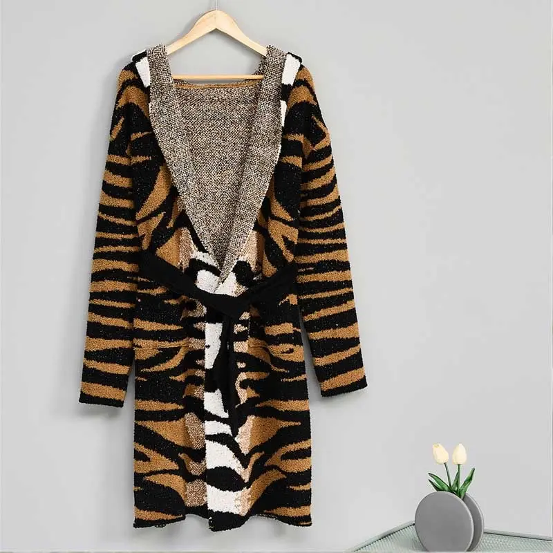 Winter Hooded Soft Warm Tiger Pattern Night Sleepwear Pyjamas Homewear Robe - Fashion
