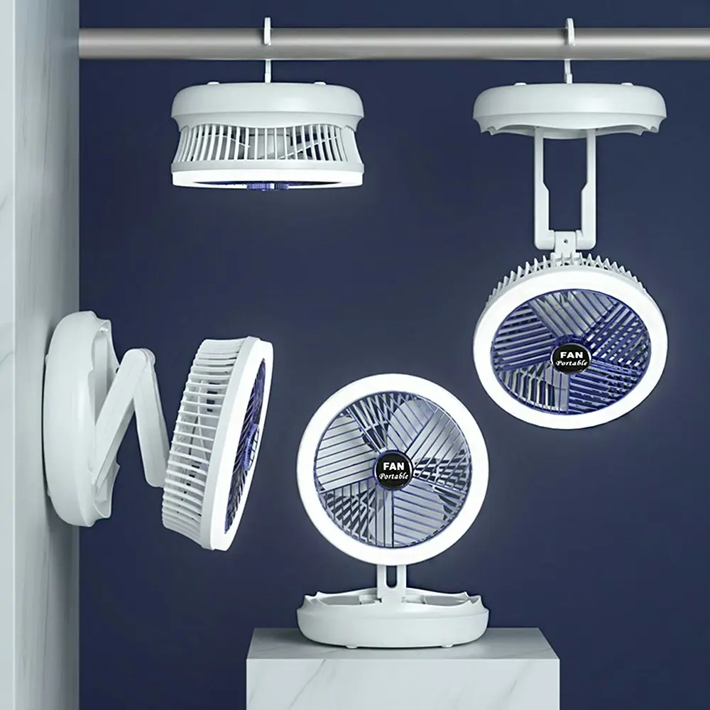 Mini Fan Led Night Light Desktop Portable Rechargeable Folding Ceiling Fan - Home & Garden