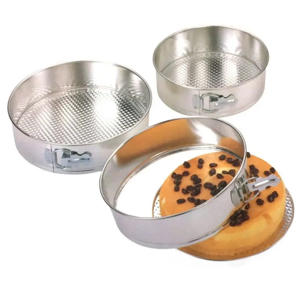 3PK 24/25/26cm Springform Cake Pan Baking Tray Round Mould Set w/Removable Base - Home & Garden