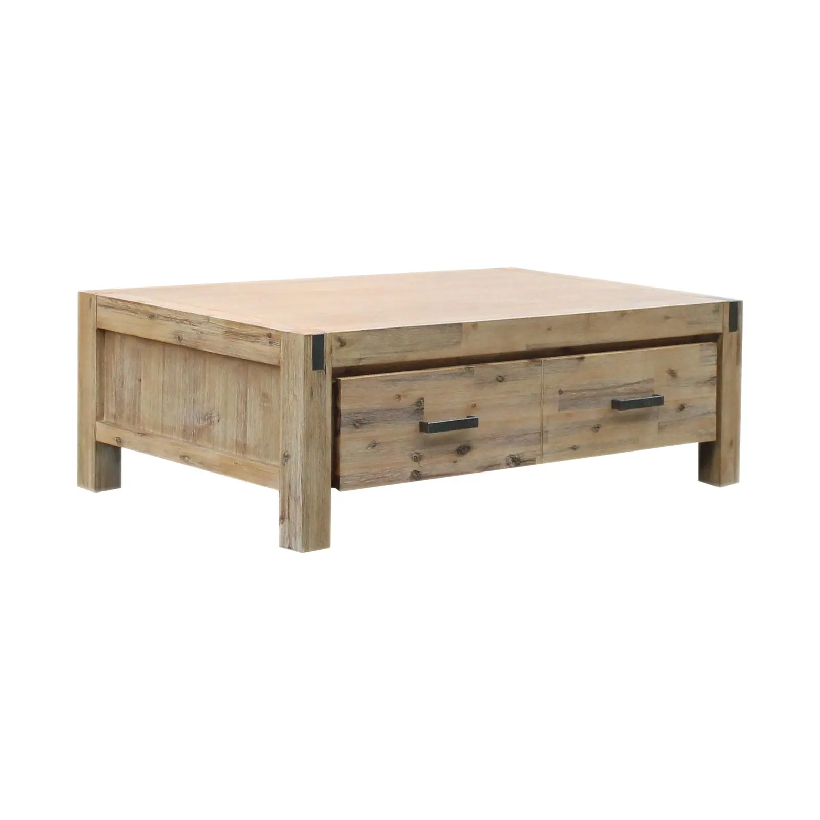 Coffee Table Solid Acacia Wood & Veneer 1 Drawers Storage Chocolate Colour - Furniture