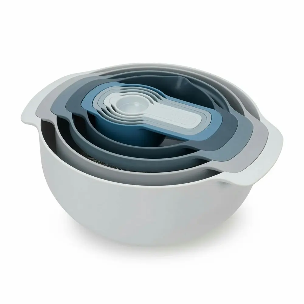 9pc Joseph Joseph Nest 9 Plus Compact Food Preperation Bowl/Sieve/Colander Sky - Home & Garden