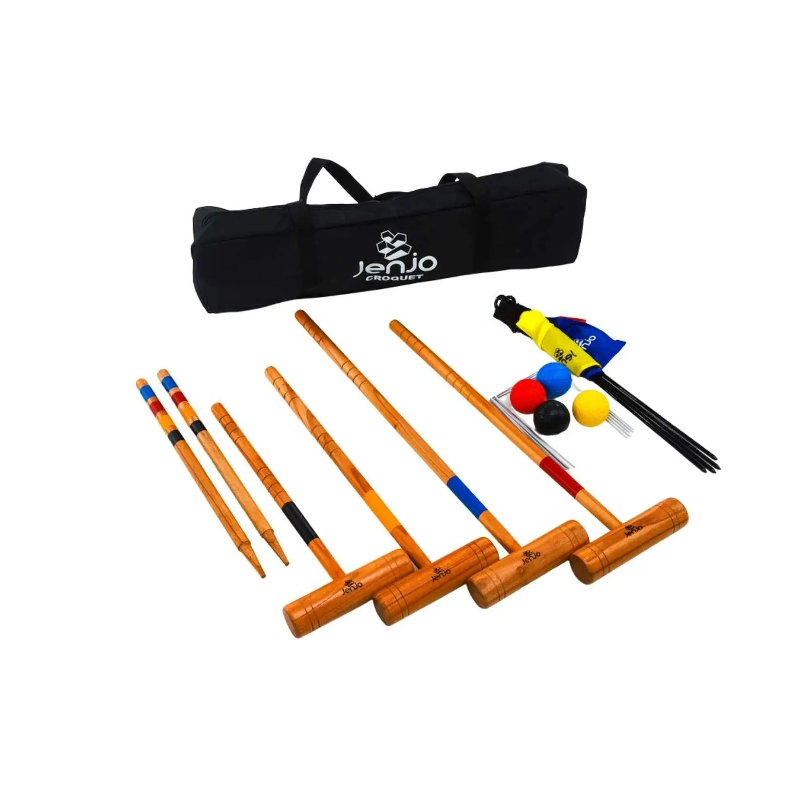 Outdoor Family Premium Wooden Croquet Ball Mallet Game 4 Player Set w/Carry Bag - Sports & Outdoor