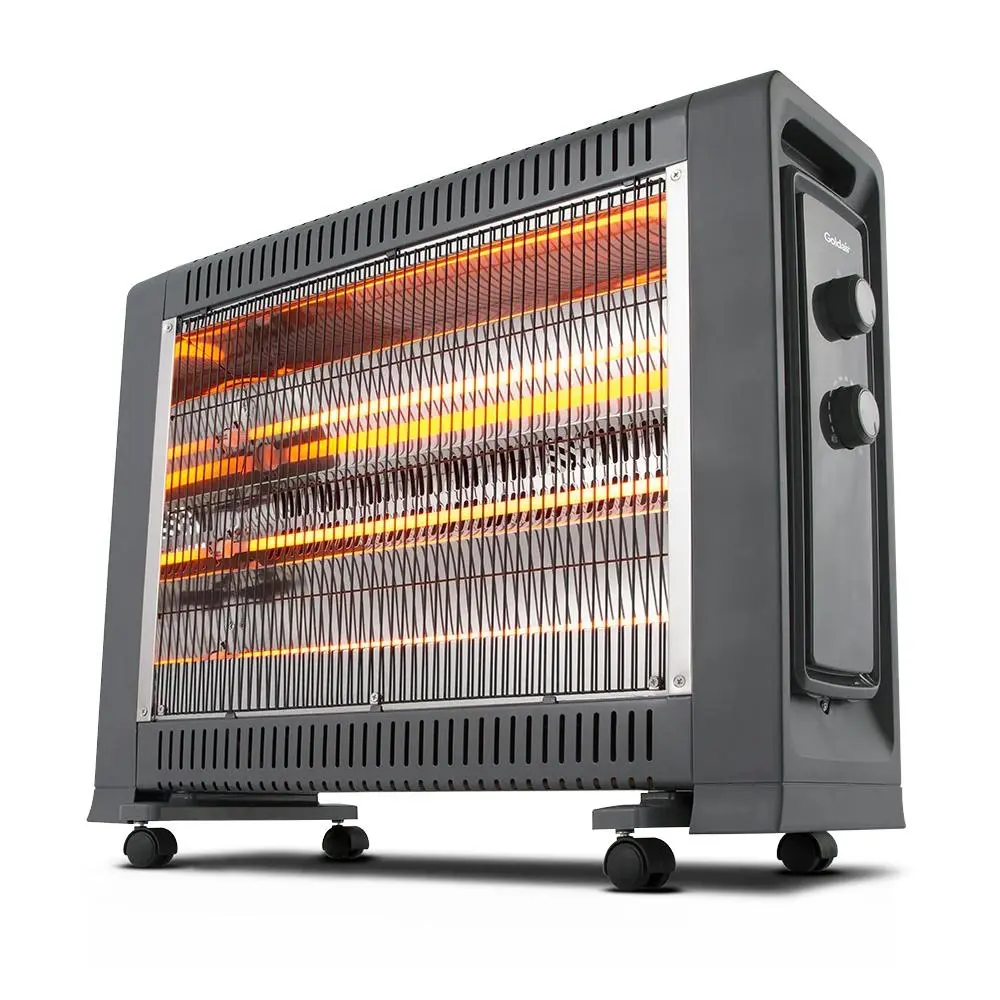Goldair 65.5cm 2400W Radiant Heater w/ Fan/Thermostat Home Heating Charcoal - Home & Garden