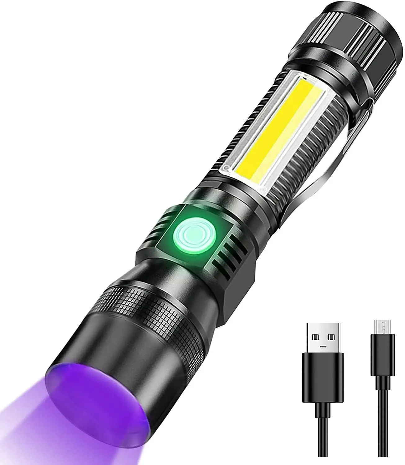 7 Modes Waterproof Rechargeable UV Light Flashlight Torch for Camping - Sports & Outdoor