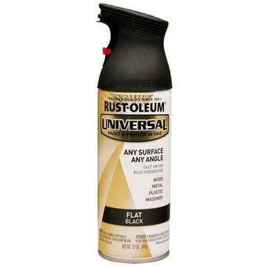 Rustoleum 245198EA Universal Premium Spray Paint, Flat Black, 12 Oz Aerosol Can