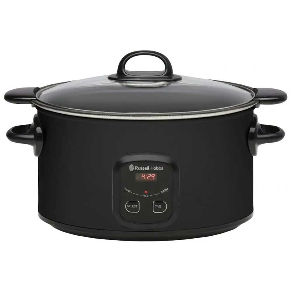 Russell Hobbs RHSC650BLK Electric 6L Searing Slow Cooker Pot w/ Lid Matte Black - Home & Garden