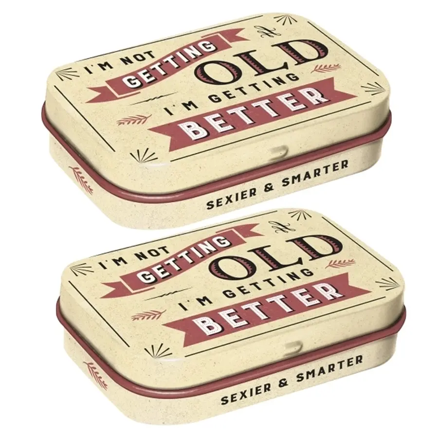 2x Nostalgic Art 6cm Metal Tin Mint Box I'm Not Getting Old Fresh Breath Candy - Groceries