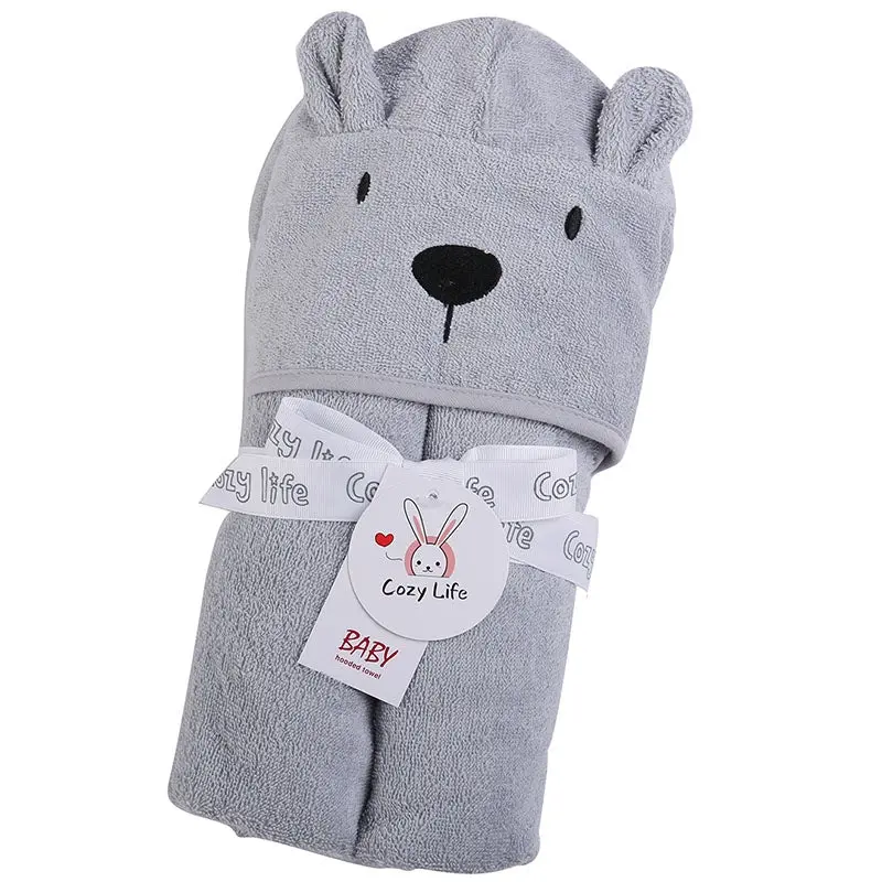 100% cotton 350gsm Baby Bear Design Hooded Towel 70x125cm - Home & Garden