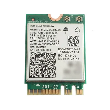 Intel AX210 IEEE 802.11 a/b/g/n/ac/ax Bluetooth 5.3 Dual Band Wi-Fi/Bluetooth Combo Adapter (262179)