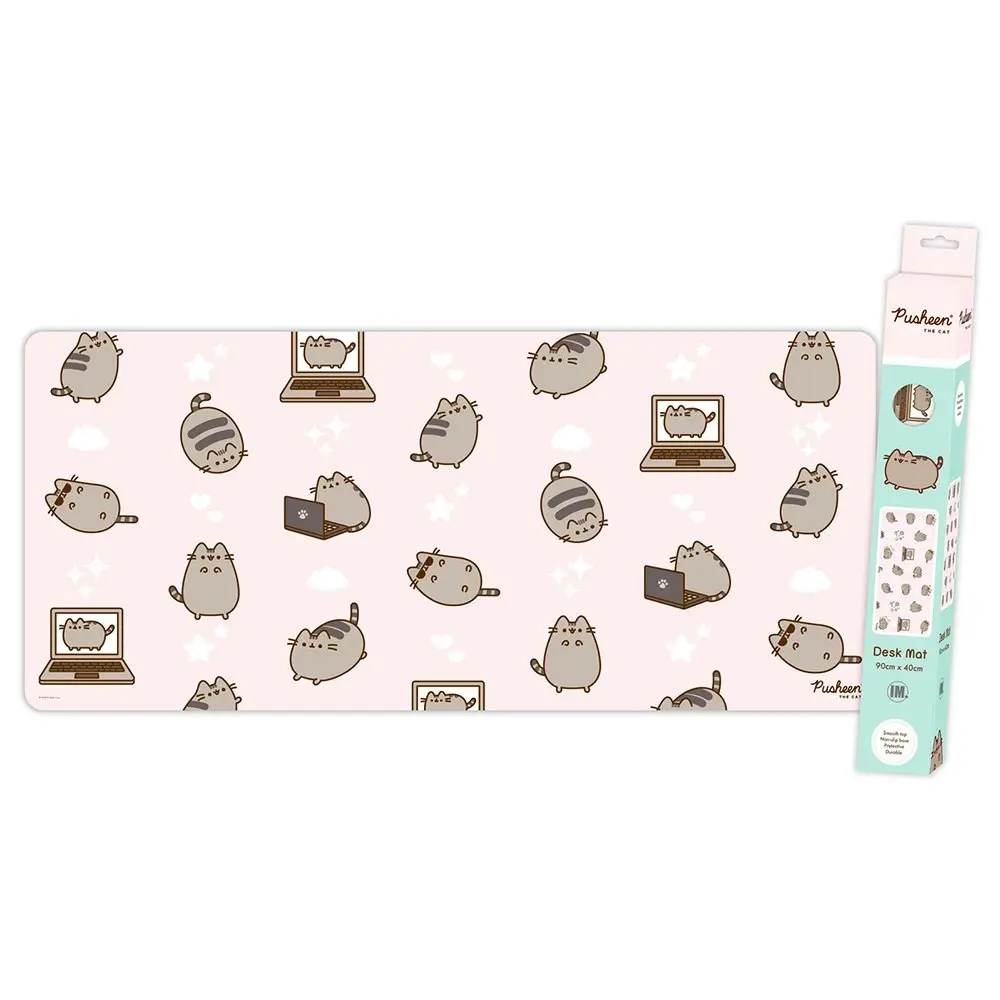 Pusheen Pink Cute Cartoon Cats Pattern XXL Gaming Mat Mouse Pad 90x40cm - Electronics