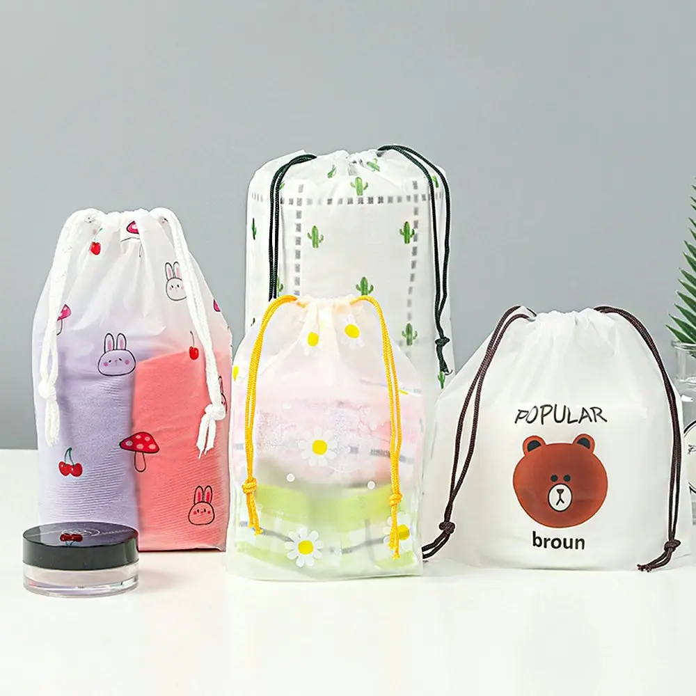 20Pcs Cartoon Drawstring Bag Travel Scrub Clothes Organizer-5 Color