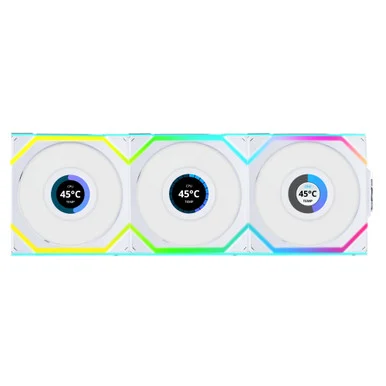 Lian Li 12RSLLCD1W3W Wireless 120mm ARGB Case Fan LCD 1.6" Reverse Blade Triple Pack White