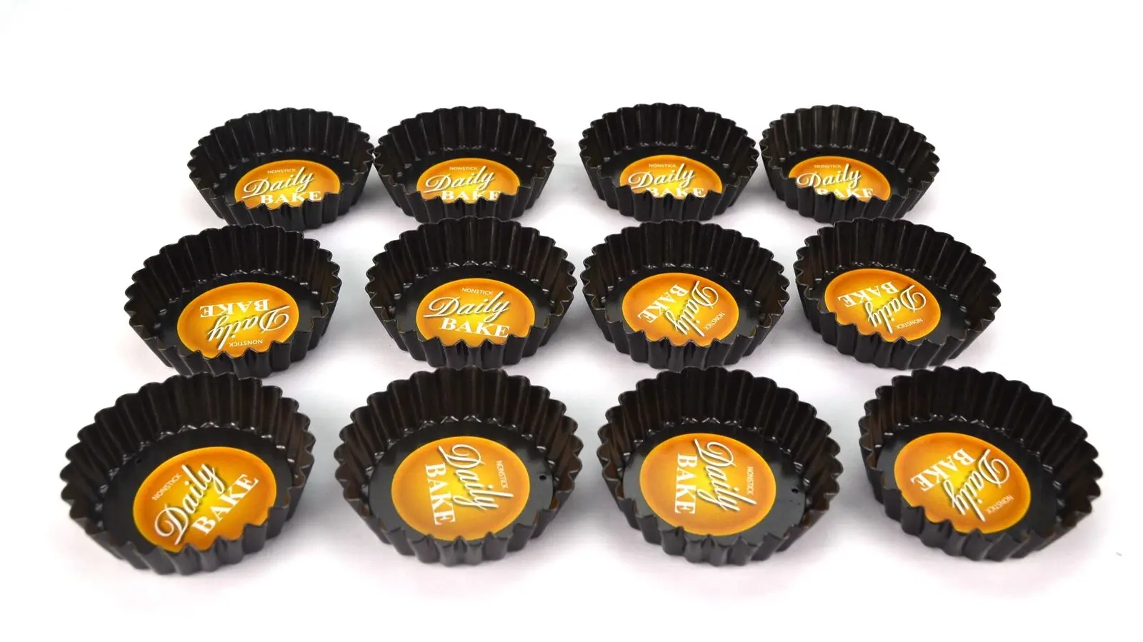 DAILY BAKE 7.5cm x 2cm NON STICK MINI QUICHE PAN SET OF 12 - Home & Garden