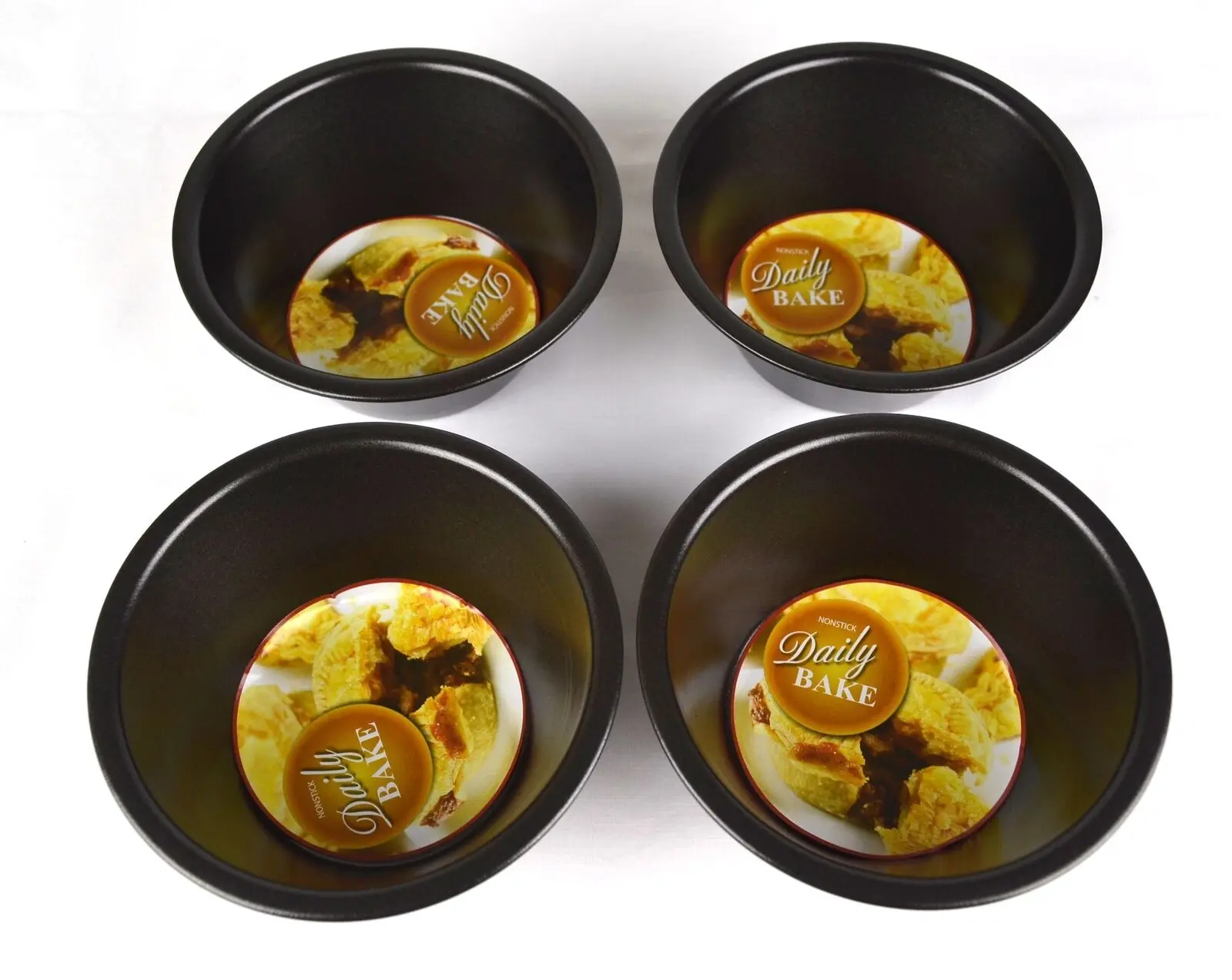 DAILY BAKE 12cm x 5cm NON STICK MINI PIE PANS - SET of 4