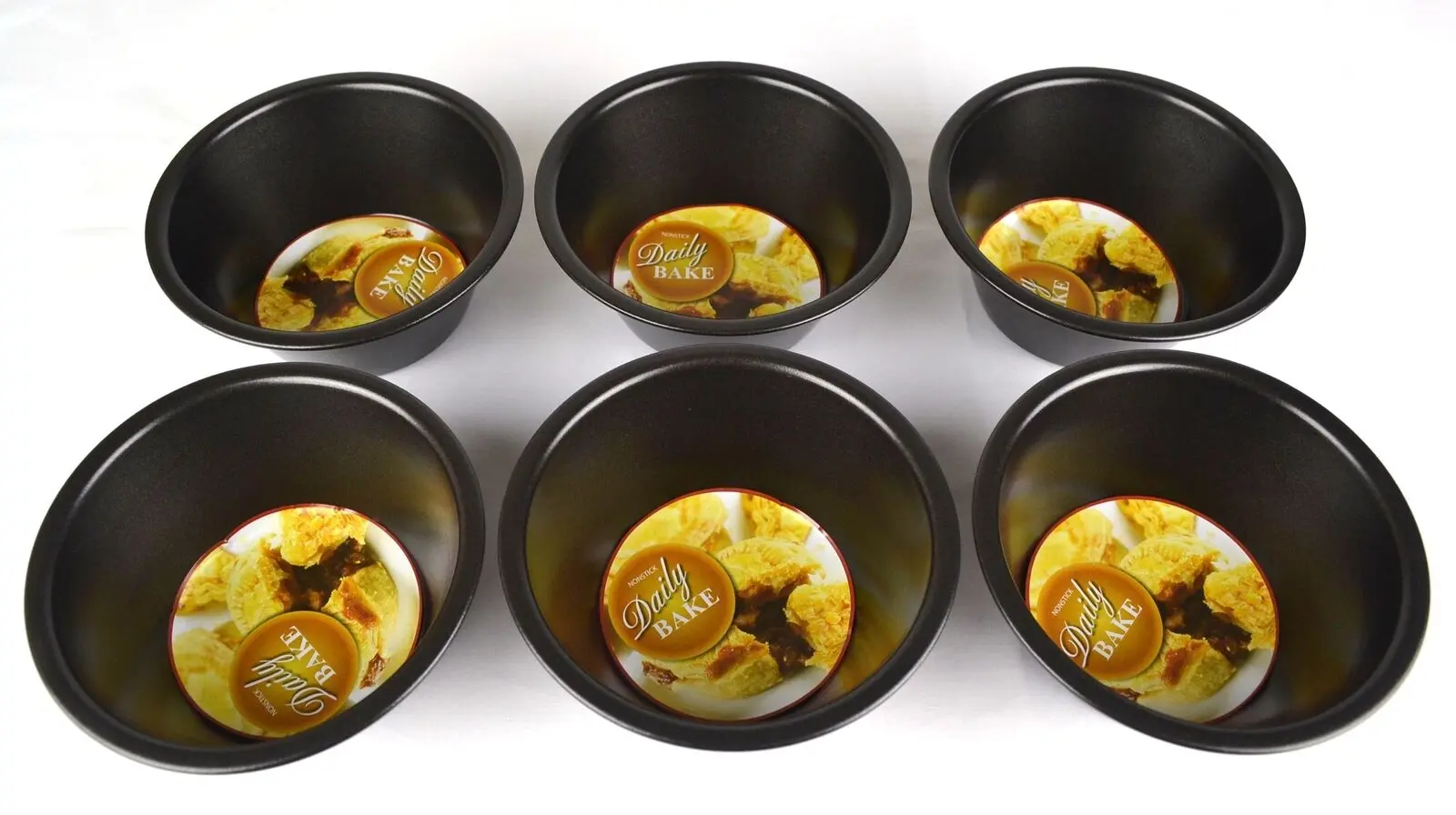 DAILY BAKE NON-STICK MINI PIE PANS 12cm x 3cm SET OF 6