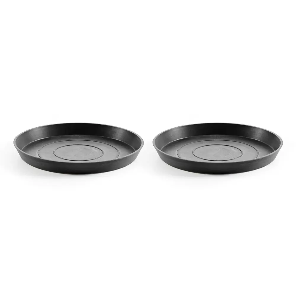 2x Ecopots Plant Pot Saucer Round 29 Dark Grey 29x3.0cm Indoor/Outdoor Decor - Home & Garden