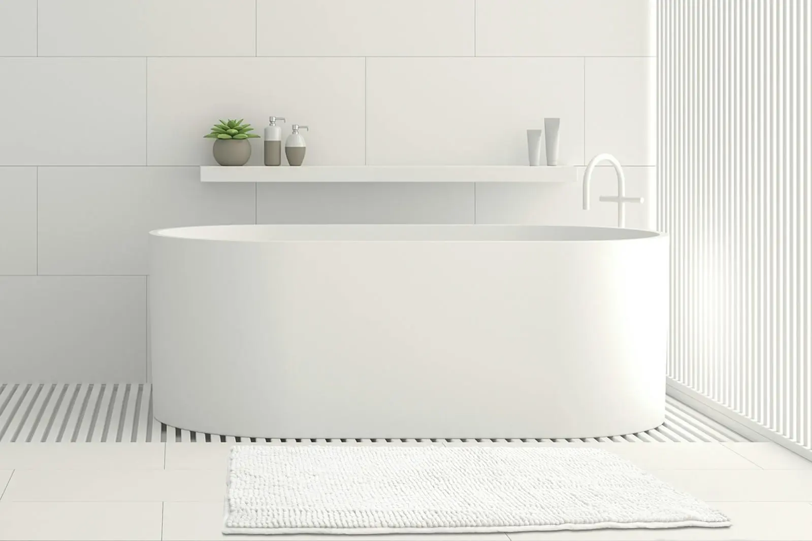 Ardor Toggle 50x100cm Bath Floor Room Mat Toilet Bathroom Rectangle White - Home & Garden