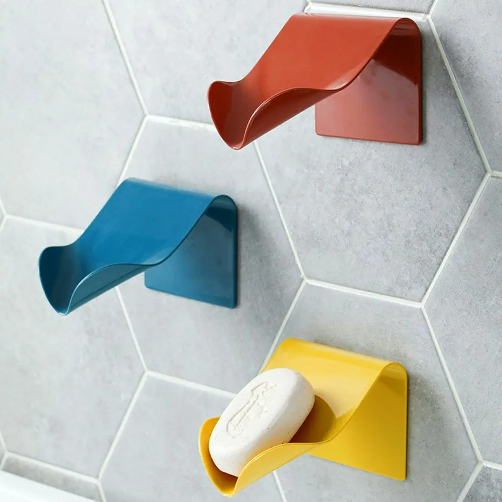 4 Pack Wall Mounted Soap Dish Drain Soap Holder Self Adhesive Soap Container - Home & Garden
