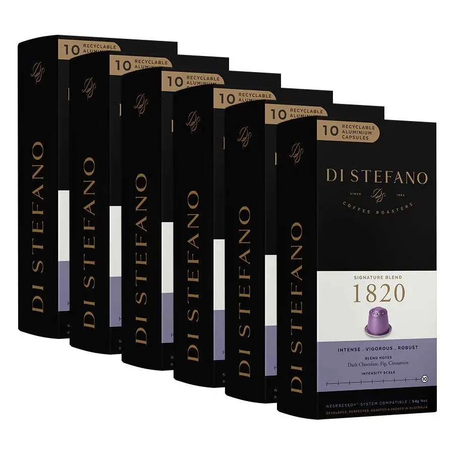 60pc Di Stefano 54g Dark Coffee Capsules/Pods 1820 Blend f/Nespresso Machine - Groceries