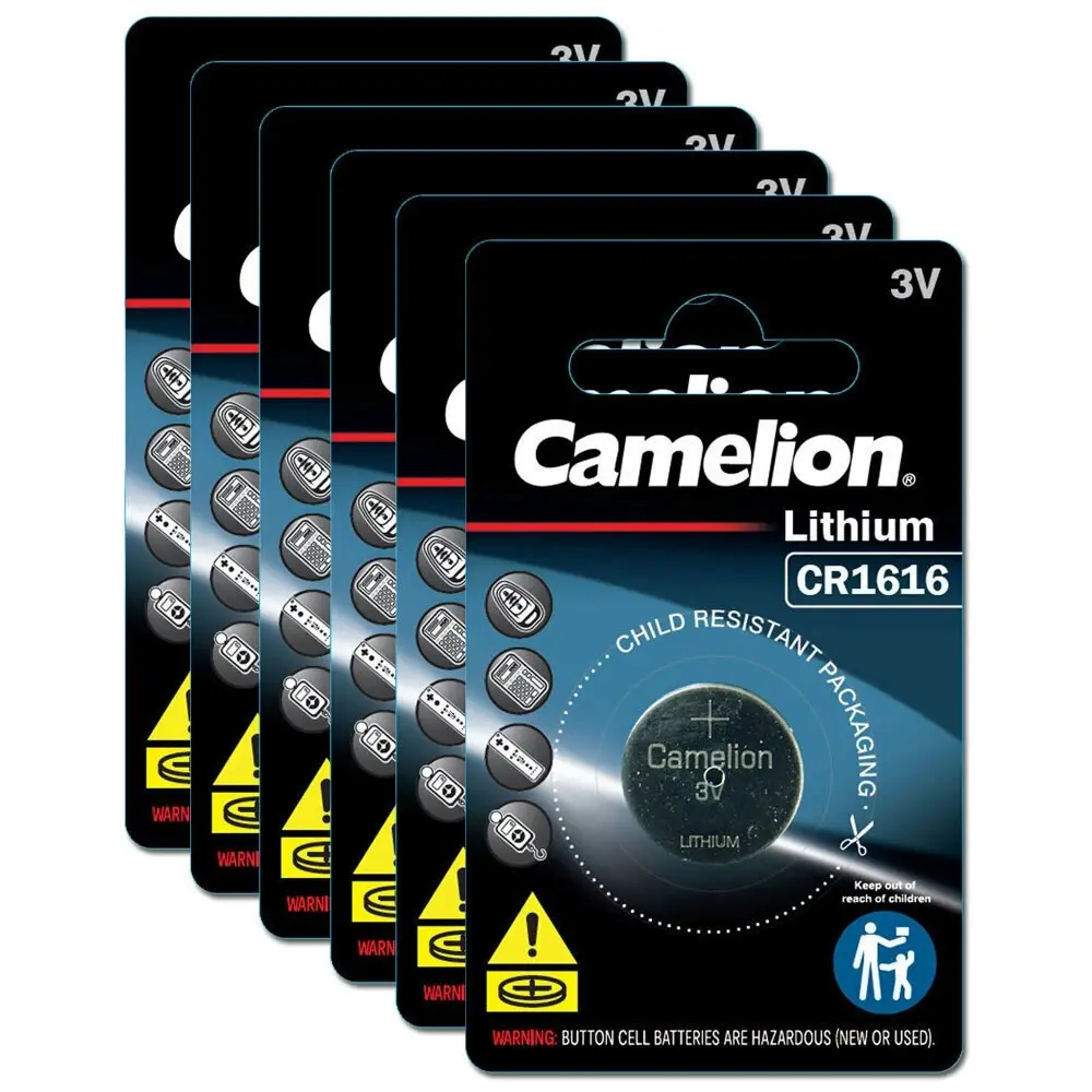 6x Camelion Lithium 1616 Button Cell 3V Batteries For Calculator/Watch/Car Keys - Electronics